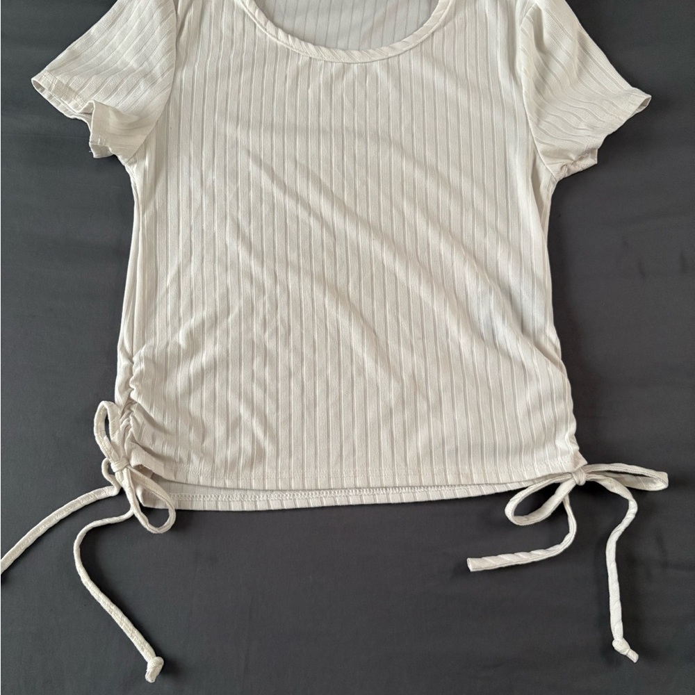 Women's Cream Ribbed Top